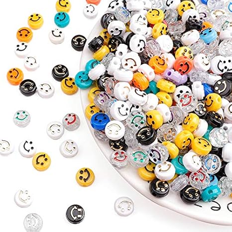 Amazon Com 0pcs Smiley Face Acrylic Beads 10mm Color Resin Mixed Transparent Diy Beads For Necklace Bracelet Jewelry Handmade Making Accessories Acrylic Smily Face Arts Crafts Sewing
