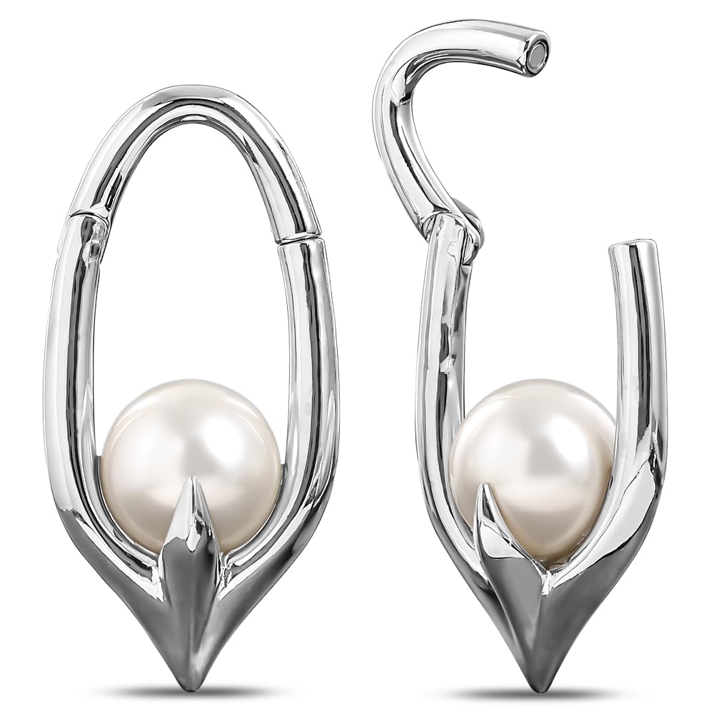 PONWAG 1 Pair 6g Ear Dangle Gauge Hoop Earrings Ear Weights For Stretched Ears 4mm Boho Leave Lightweight Ear Hanger Women Body Piercing Plugs Tunnels