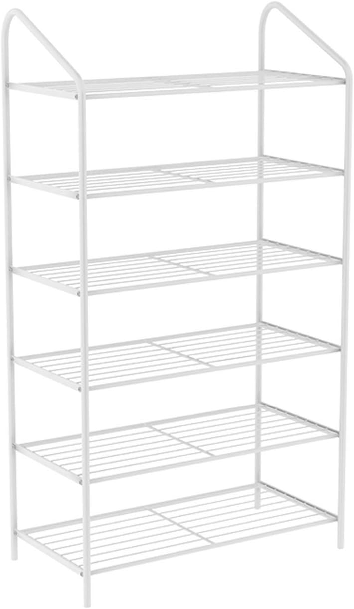 Shoe Rack 6 Tier Multipurpose Shoe Rack Stand or Standing Tier Storage Organizer for Living Room, Cloakroom and Hallway, 50x26x92cm Shoe Shelf (Color : White) (White)