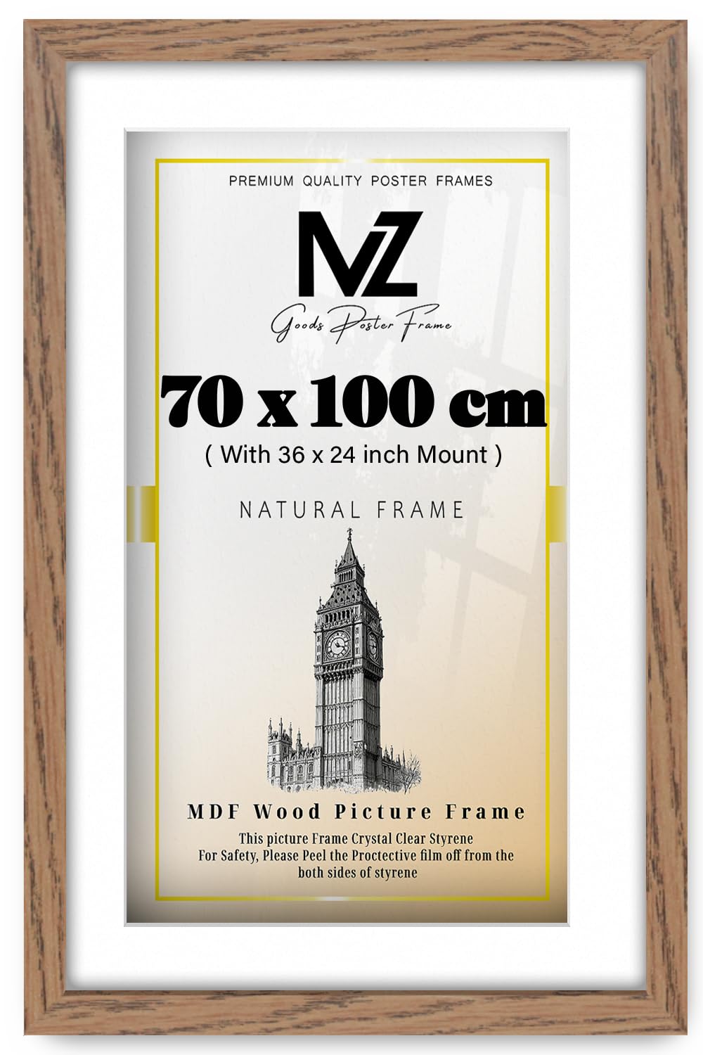 Mz Goods Dark Oak | Rectangle (91.44 X 60.96 Cm) With 76.20 X 50.80 Cm White Mount Eton Wood Frame – 36 X 24 Frame [ ]