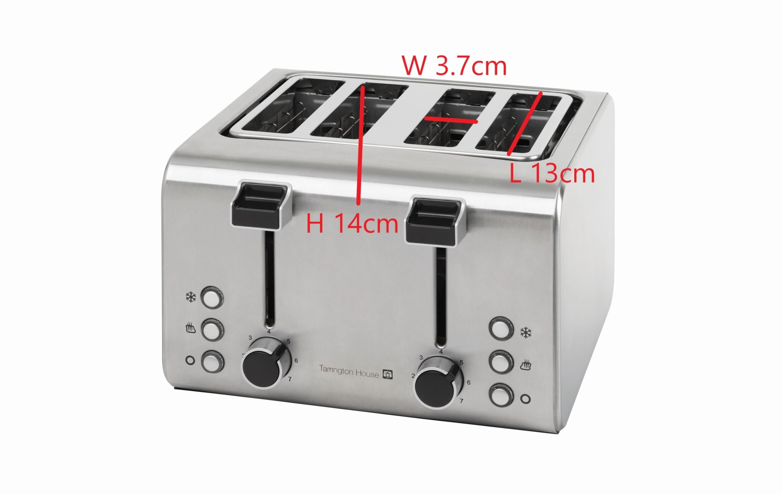 Tarrington House Tostapane TA4170N, 1600 W, 4 scomparti, funzione scongelamento, raccoglibriciole estraibile, grado di doratura regolabile, argento