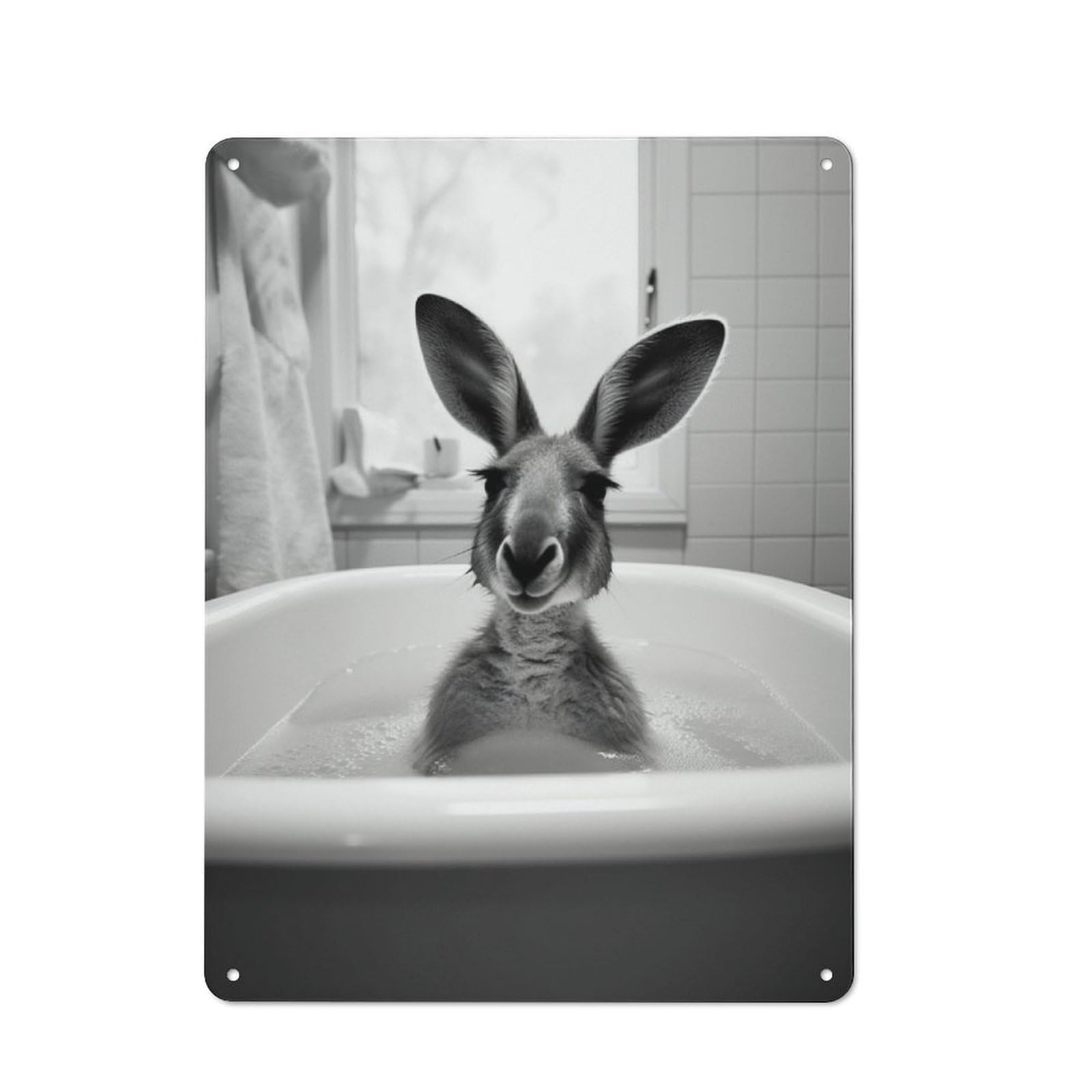 Junmoney Kangaroo Bathtub Metal Sign 40X30cm With For Home Bar Wall, Rustic Decor, For Vintage Wall Decor Fans, For Themed Room Decoration