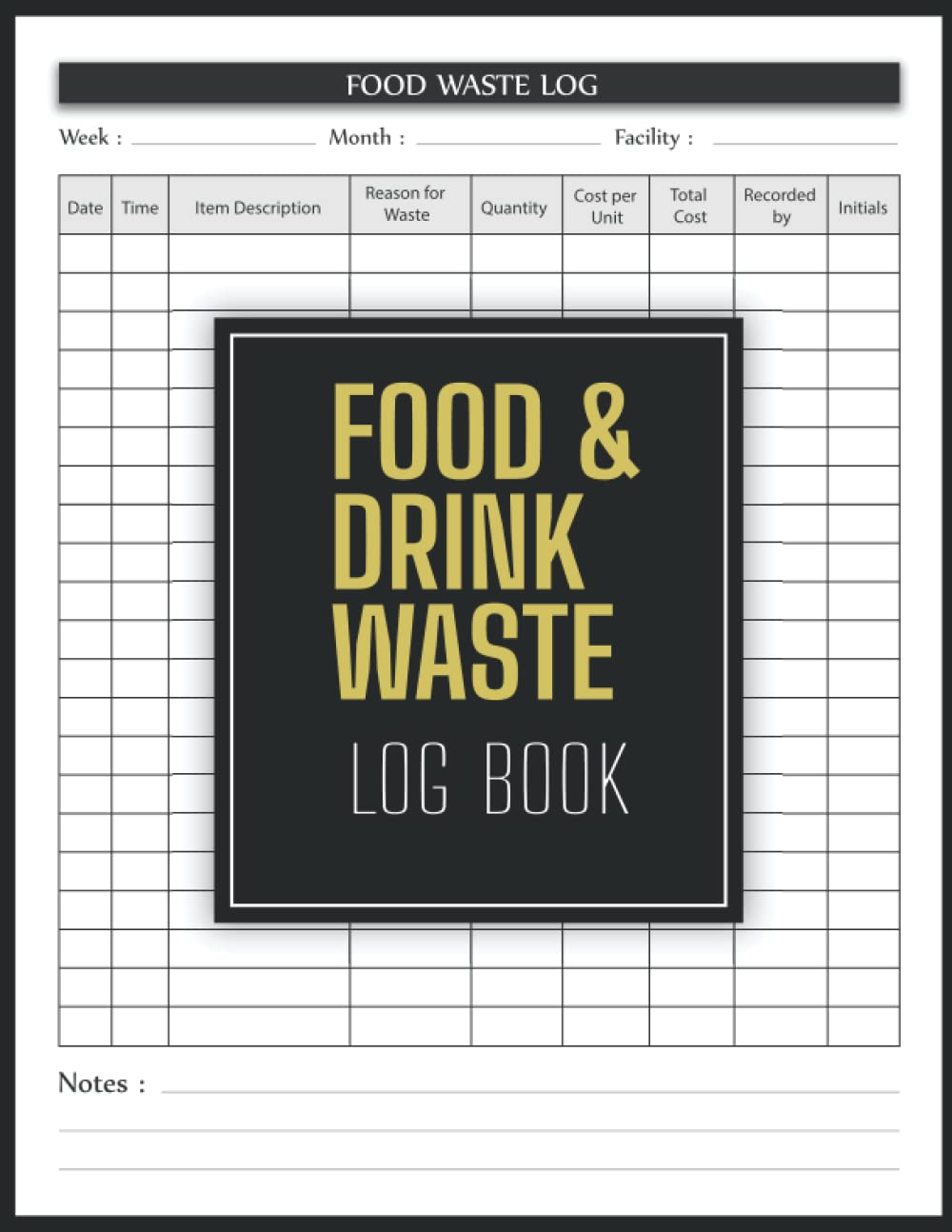 Food And Drink Waste Log Book: Kitchen Safety Management Book | Food Hygiene Record Book | Food Wastage Tracker for Restaurants, Bars, Caterers, Commercial Kitchen and Businesses.