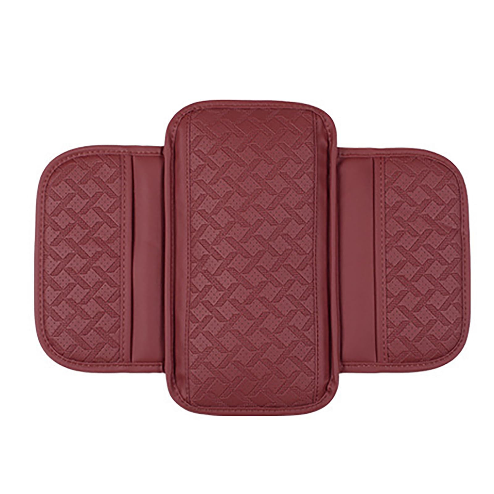 HFFTYU Car Armrest Cover for Hyundai N Performance I30N/I20/I30/I40/Ix35, Breathable Leather Centre Console Pad Cushion Protector with Storage Side Pockets, Anti-Slip Mat,D