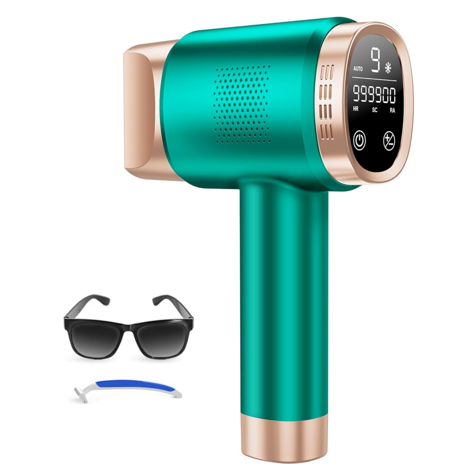 Depiladora Luz Pulsada de 8°C con Función de Enfriamiento por Hielo, Depilación 21J de 9 niveles, Luz roja de 600 nm en Casa para Mujeres y Hombres, Rostro Línea del Bikini Cuerpo, Verde