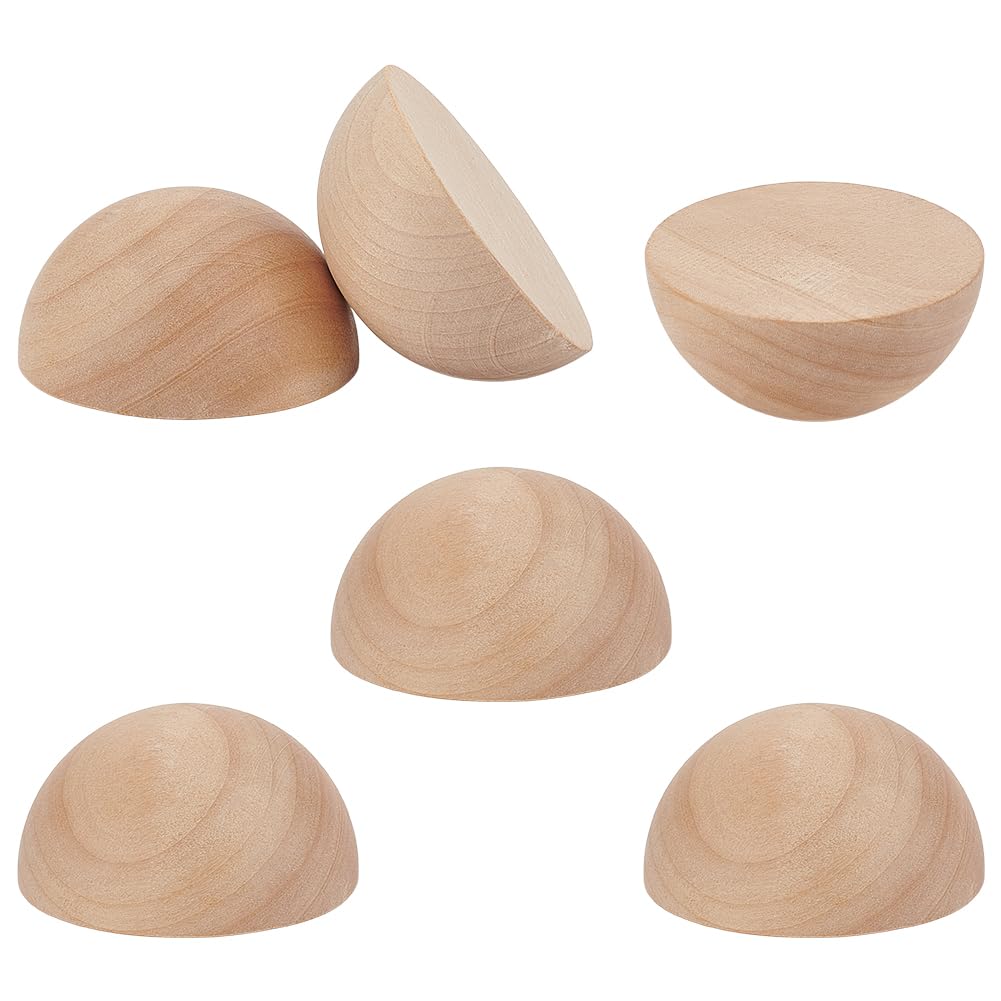 OLYCRAFT 6 Pack 76mm Half Wood Balls Unfinished Wood Half Sphere Balls Natural Wooden Split Ball Wooden Globes for Crafts Painting Ornaments DIY Projects Christmas Home Party Decoration