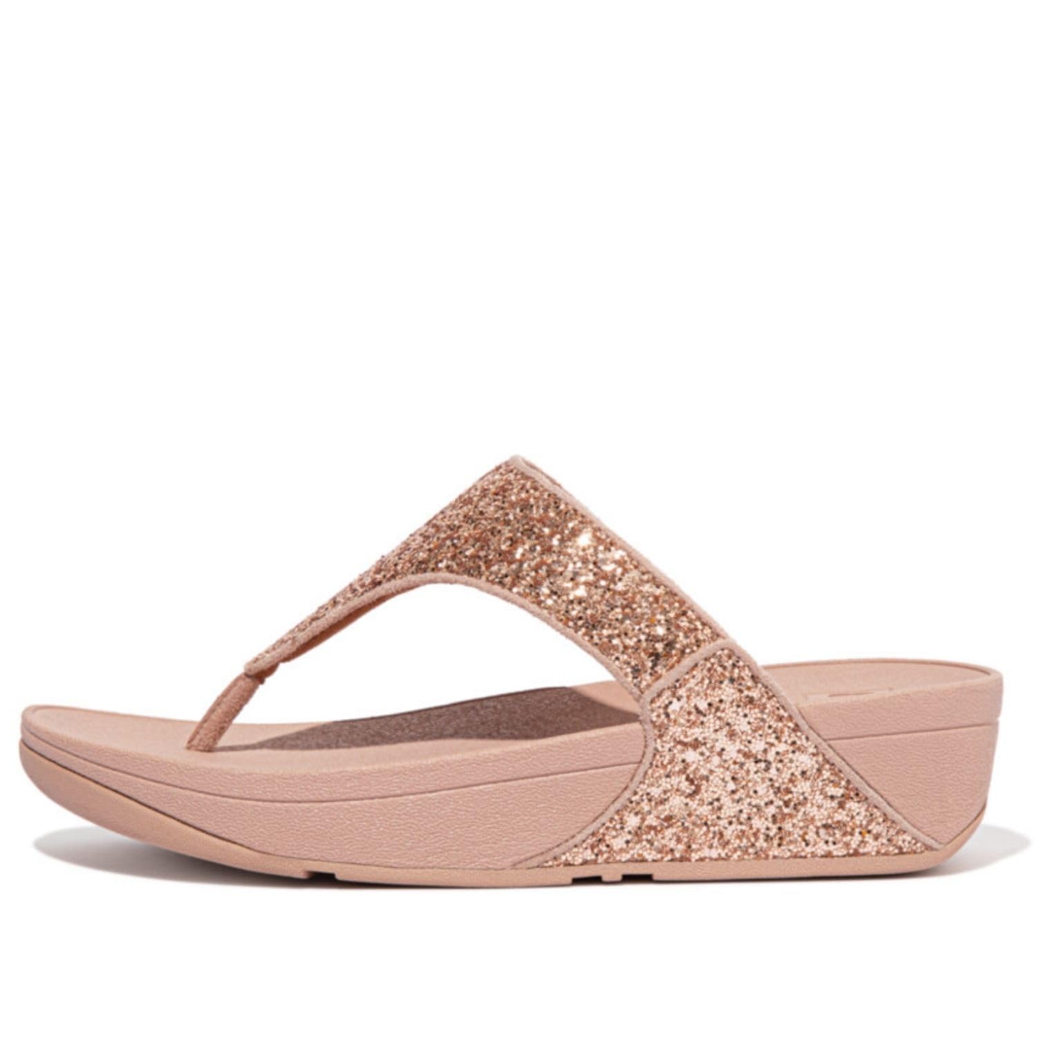 FitFlop Lulu Tongs à paillettes pour femme, confortables avec soutien naturel de la voûte plantaire, rose gold, 38 EU