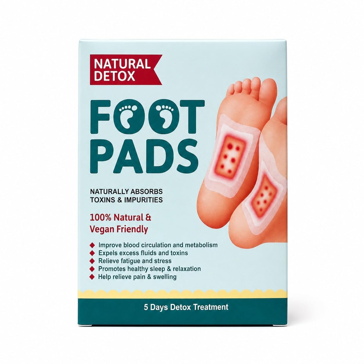 Herbal Detox Foot Pads | Natural Bamboo Vinegar Foot Patch for Sleep Aid, Pain Relief & Toxin Removal | Acupoint Micro-Massage Technology | Gentle Ingredients | Natural Detox Foot Patches | Foot Pad (PACK OF 40)-image-18
