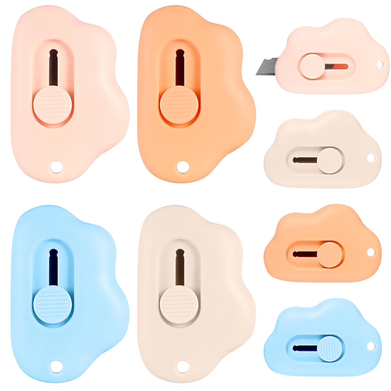 8 Pcs Mini Cutter, Retractable Blade, Letter Opener, Package Opener, Portable Box Cutter, Multipurpose Blade for Paper, Cardboard, Envelopes and Packaging (4 Colors)