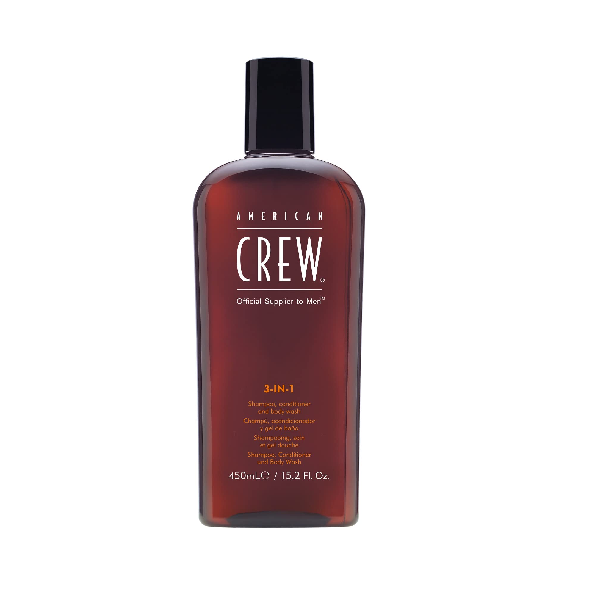 AMERICAN CREW Routine pour homme: 3-en-1 Shampoing/Soin/Gel Douche pour Cheveux/Corps 450ml + Baume Hydratant Soin du Visage tout-en-un