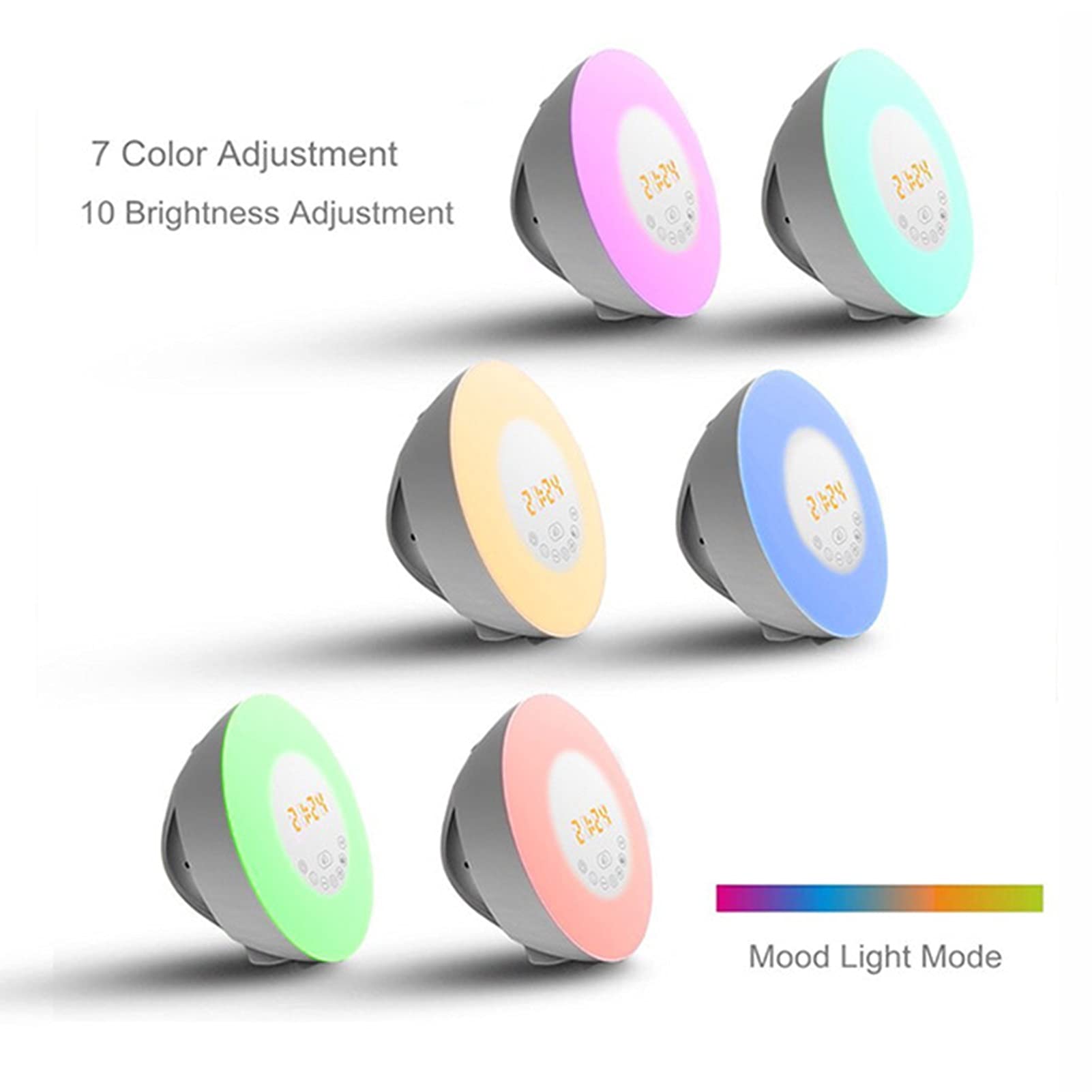 Sunrise Simulation Wake Up Light, Sveglia LED Digitale, Funzione Snooze, 6 Suoni della Natura, FM Radio, Ideale per Bambini e Adulti