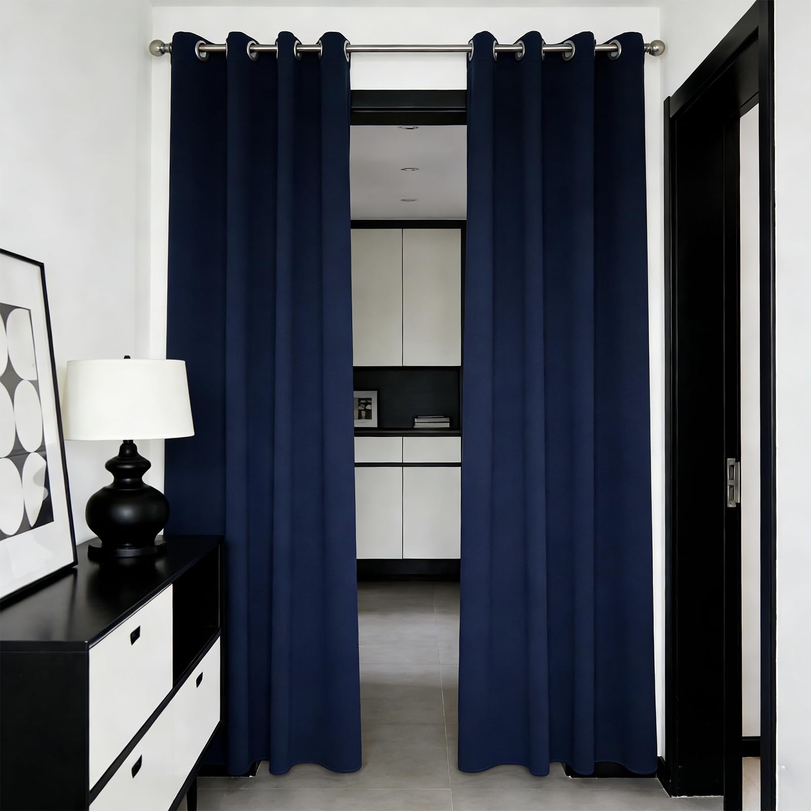 Rideau occultant de chambre bleu marine pour vitrage des balcons et nuits calmes 250x260