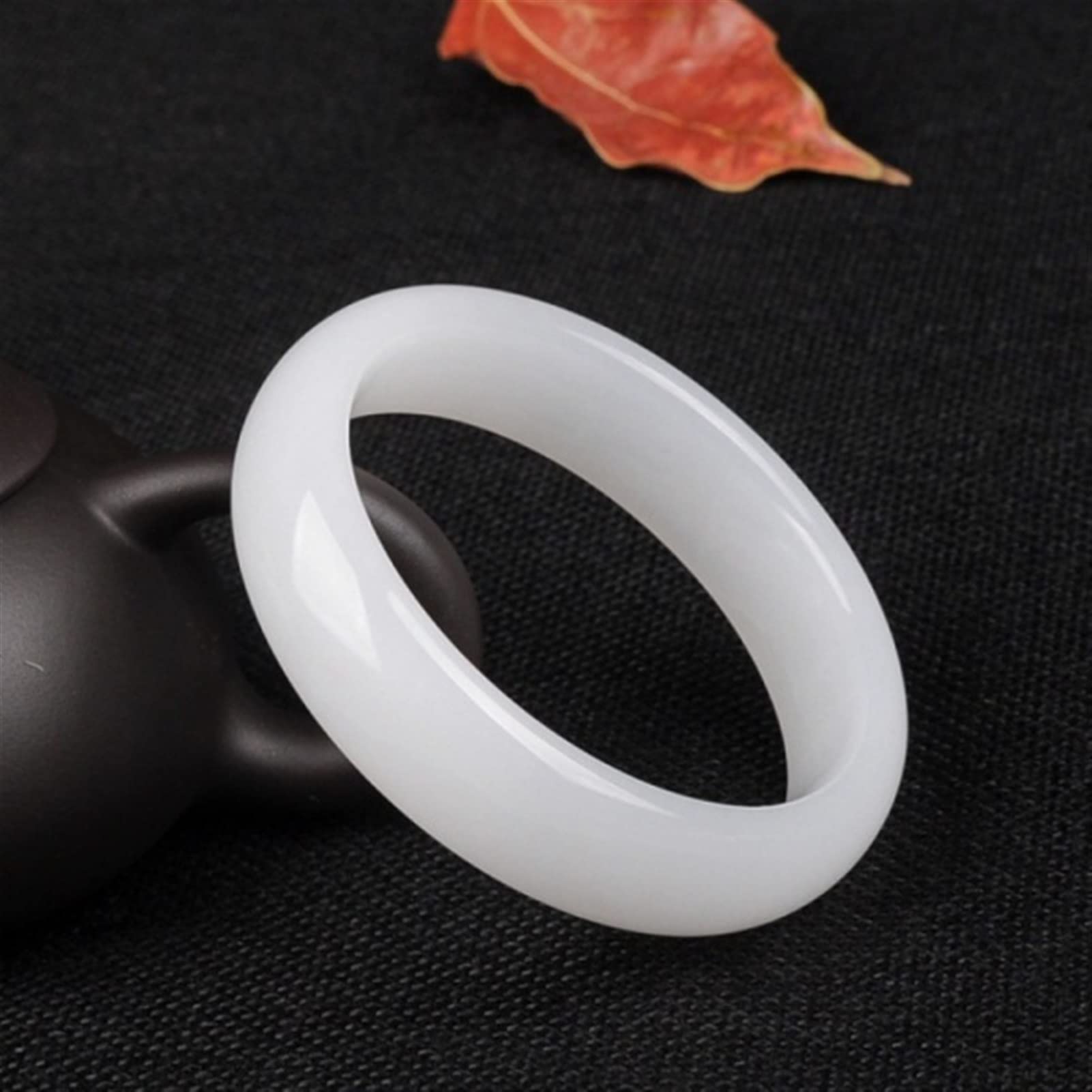 SMDSAZ Natural White Jade Bangle Bracelet Charm Jewellery Fashion Accessories Hand-Carved Lucky Amulet Gifts (Gem Color : 61-62mm)