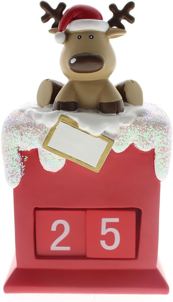 SMYER Christmas Countdown,Countdown to Christmas Reindeer Calendar Good for Christmas Decoration,Made of Resin