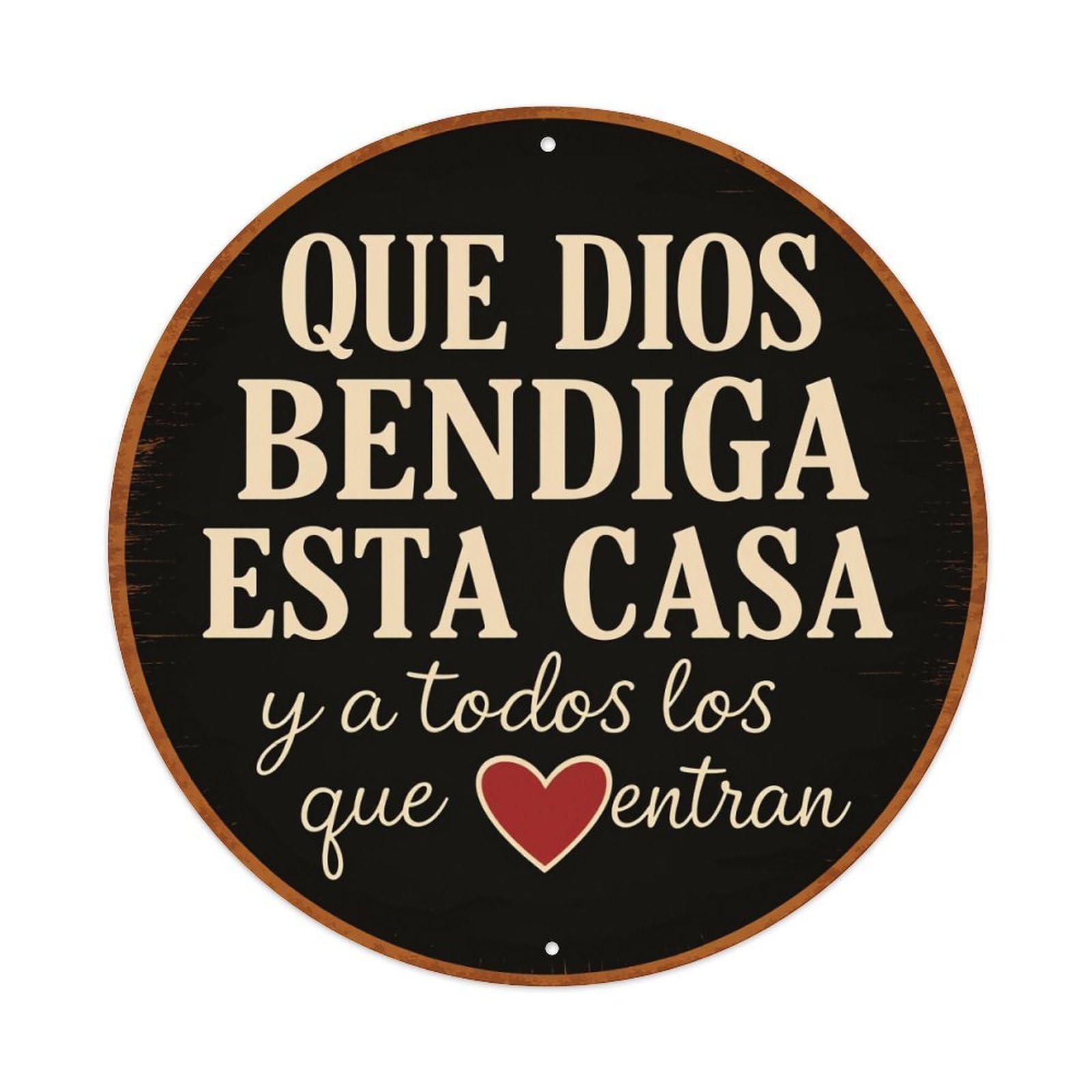 May God Bless This House And All Who Enter Round Vintage Tin Sign,Retro Wall Art,Metal Poster for Home, Bar, Garage, Cafe, Rustic Indoor & Outdoor Decor, 8x8 Inches
