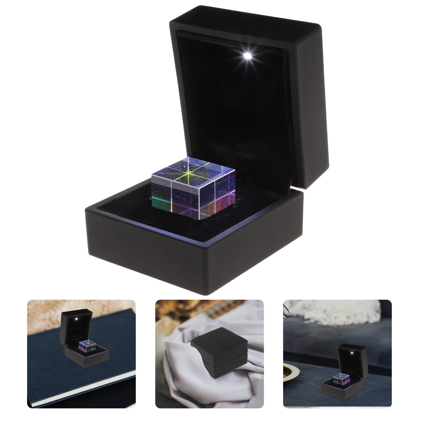 UKCOCO Würfel aus optischem Glas, Prisma mit Box, Maße 2,3 x 2,3 cm, für Lehrzwecke oder zur Dekoration