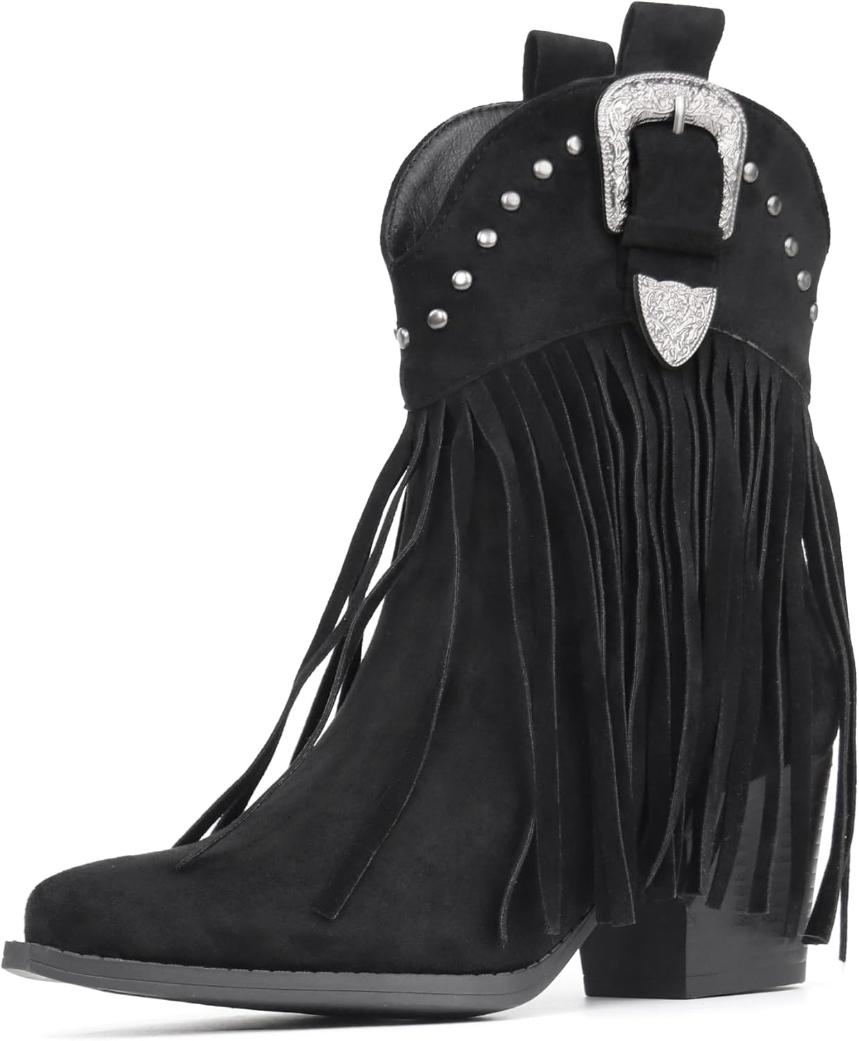 Hawkwell Women's Fringe Cowboy Cowgirl Boots Snip Toe Pull On Dress Western Ankle Booties