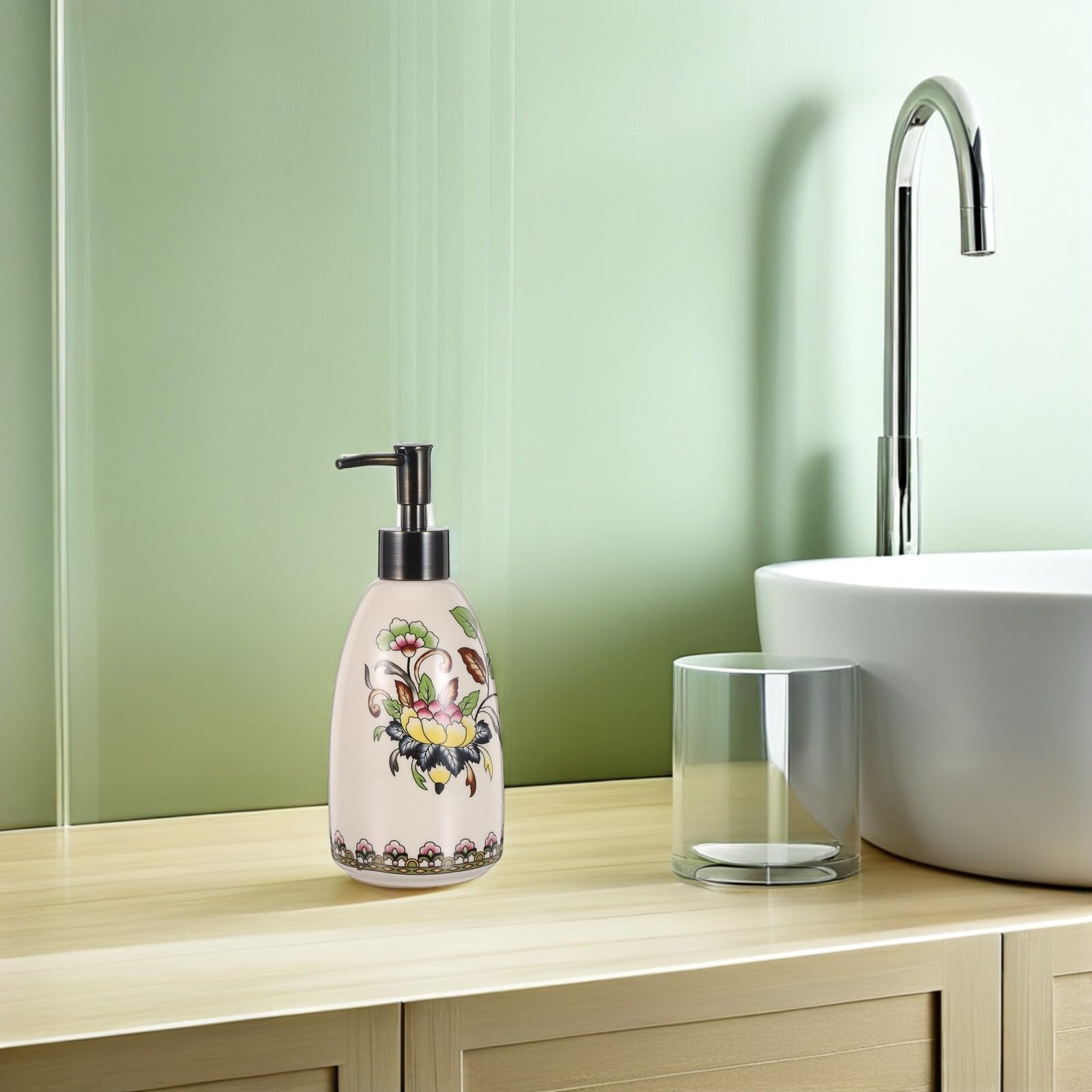 Dispensador Líquido Jabón de Cerámica Rellenable de Cocina | Baño y Aseo, Dosificación Precisa y Manejo Cómodo, Colocación Versátil