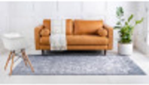 Miniatura 7 de Unique Loom Portland Collection Astoria - Alfombra rectangular de 5 pies 3 pulgadas x 8 pies, azulmarfil