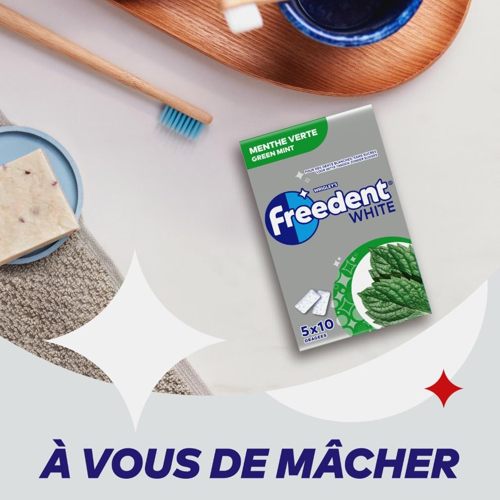 FREEDENT WHITE Guma do żucia bez cukru mięta 5 opakowań 70g