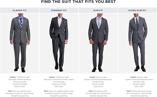 Miniatura 4 de HAGGAR Traje para hombre de alta calidad, elástico, ajuste clásico, tallas grandes y altas, pantalones y chaquetas, Negro -