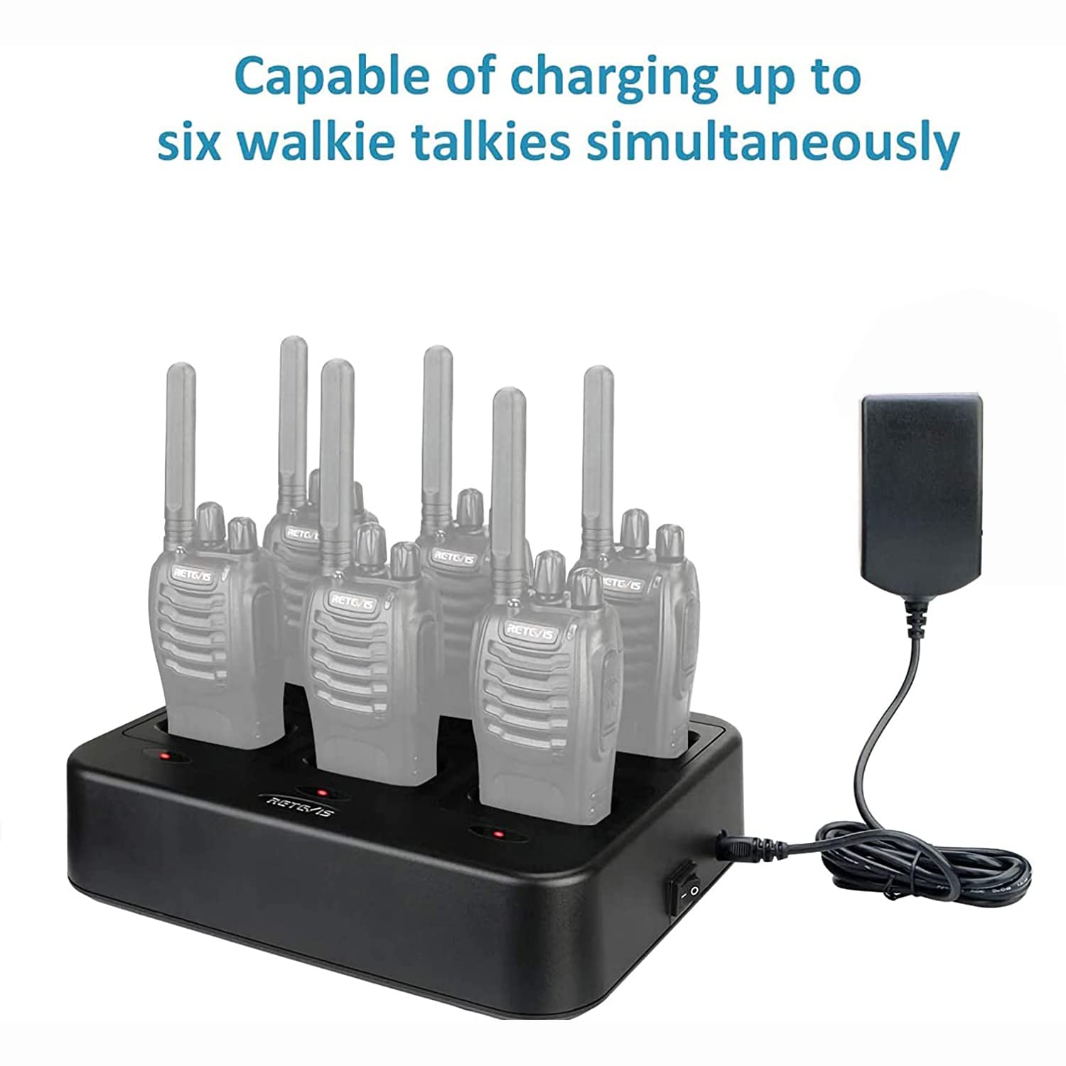 Retevis H777 Caricatore a Sei Vie per Walkie Talkie H777H H777D H777 Plus Baofeng 888S 88E PMR446