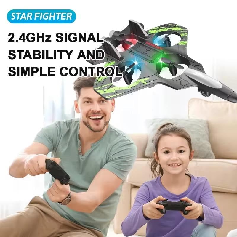 Image of Jet shaped toy drone | mini flying toy for beginners | fast speed remote-controlled aircraft aeroplane | kids drone for indoor and outdoor flying | fly time 20 minutes, Fly Height 40 meters (Assorted Color)