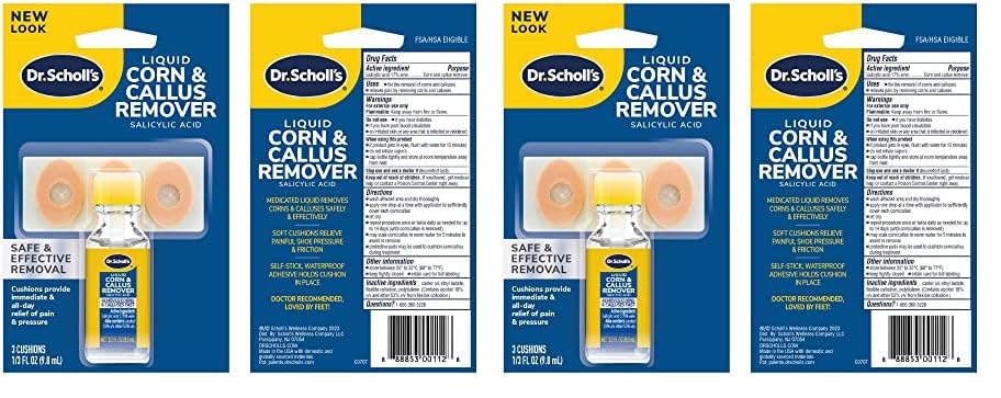 Dr. Scholl'sLiquid Corn & Callus Remover, 0.33 Ounce // Removes Corns & Calluses Fast with Cushions That Provide Protection Against Shoe Pressure and Friction for All-Day Pain Relief (Pack of 2)