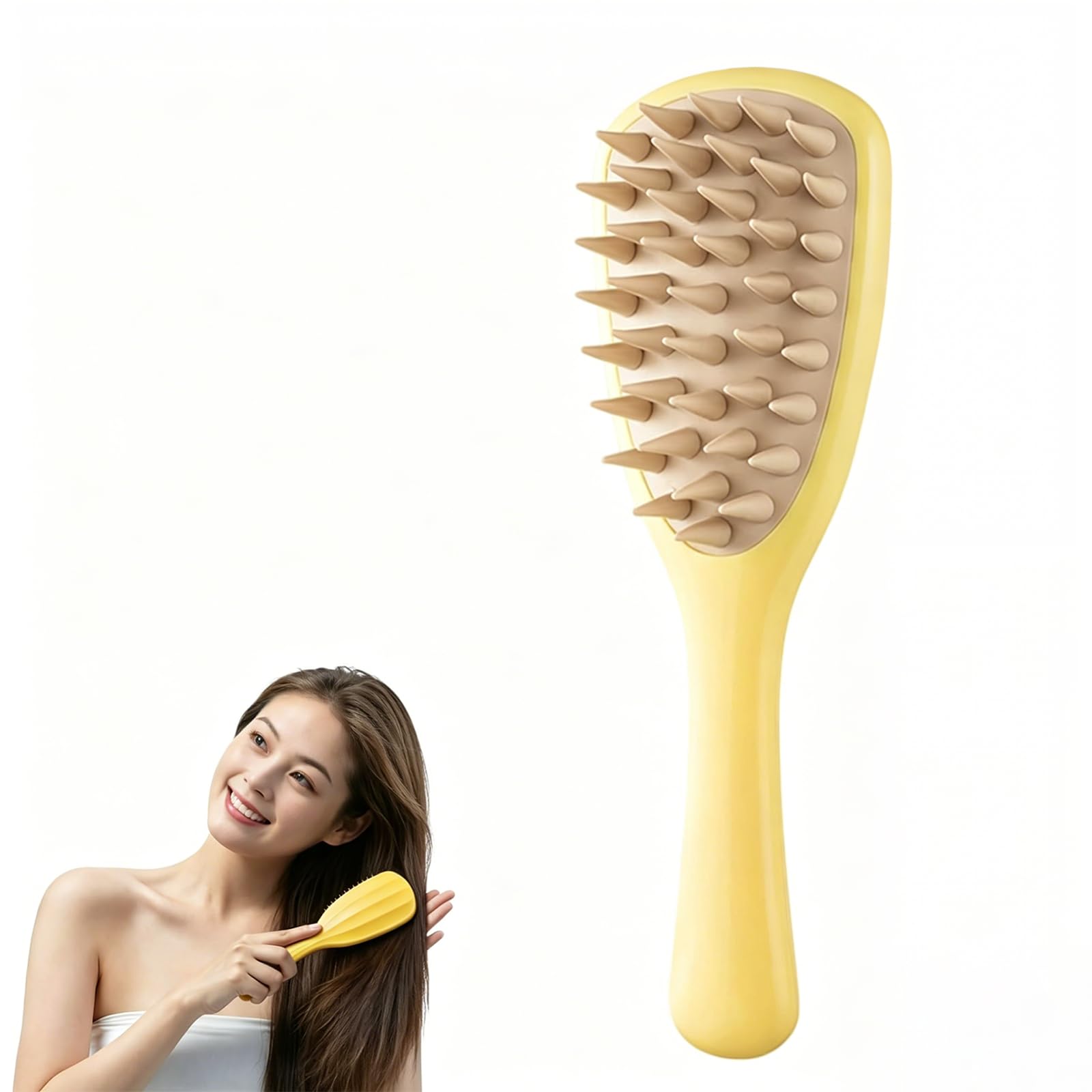 Masajeador Cuero Cabelludo con Mango Largo, Cepillo Champú Silicone Suave para Exfoliación y Relajación, Masaje Seco/Húmedo, Diseño Ergonómico para Cuidado en la Ducha