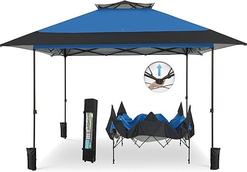 Miniatura 34 de MFSTUDIO Carpa Desplegable de 10x10 pies, Refugio Gazebo Sombra Solar Toldos Impermeables Patio Portátil Carpas con Malla Desplegables para Playa,