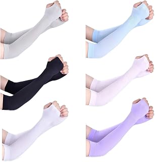 6Pairs Sunscreen Half Finger Cuff Sunscreen Arm Sleeves Hand Women&Men Fingerless Long Gloves