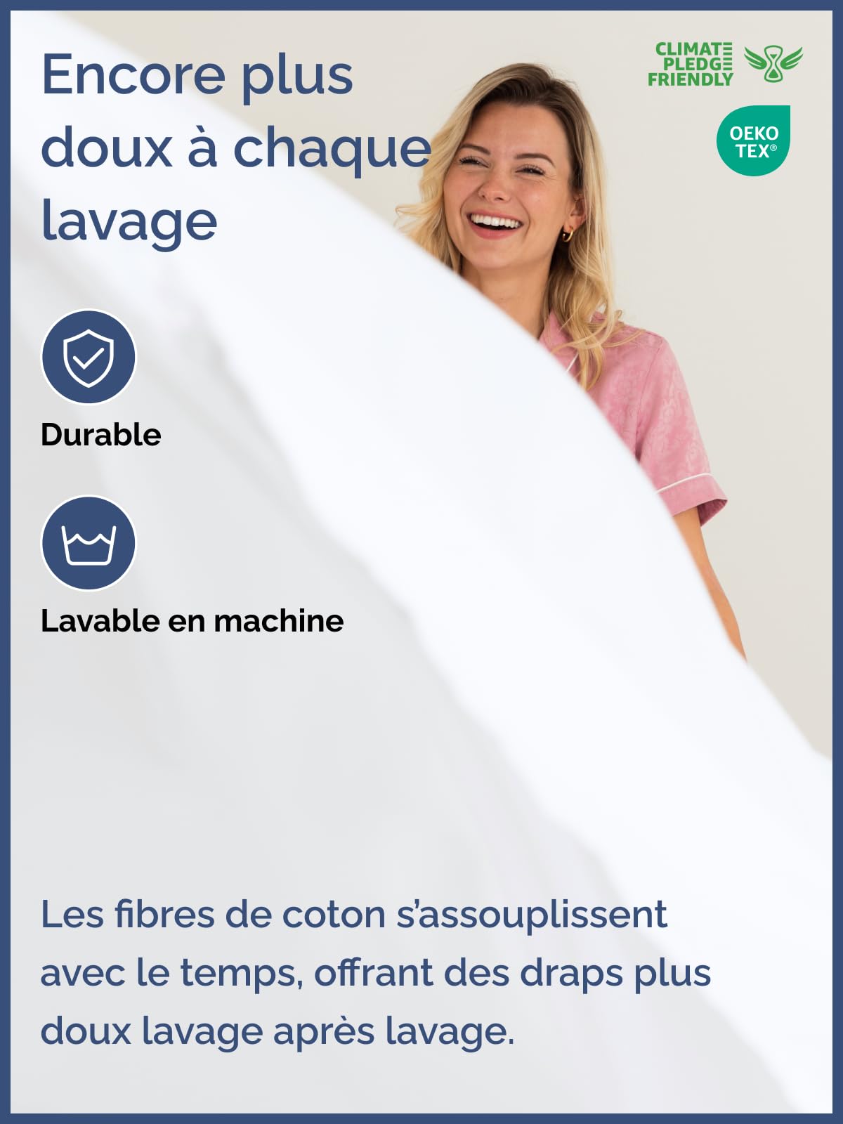 Drap Housse Grand Bonnet 160x200 - Coton Doux 400 Fils 40cm (16") - Blanc | Doux, Confortable, Élastique Intégral, Matelas Épais, Respirant, Infroissable, Qualité Hôtel, Hypoallergénique, OEKO-TEX