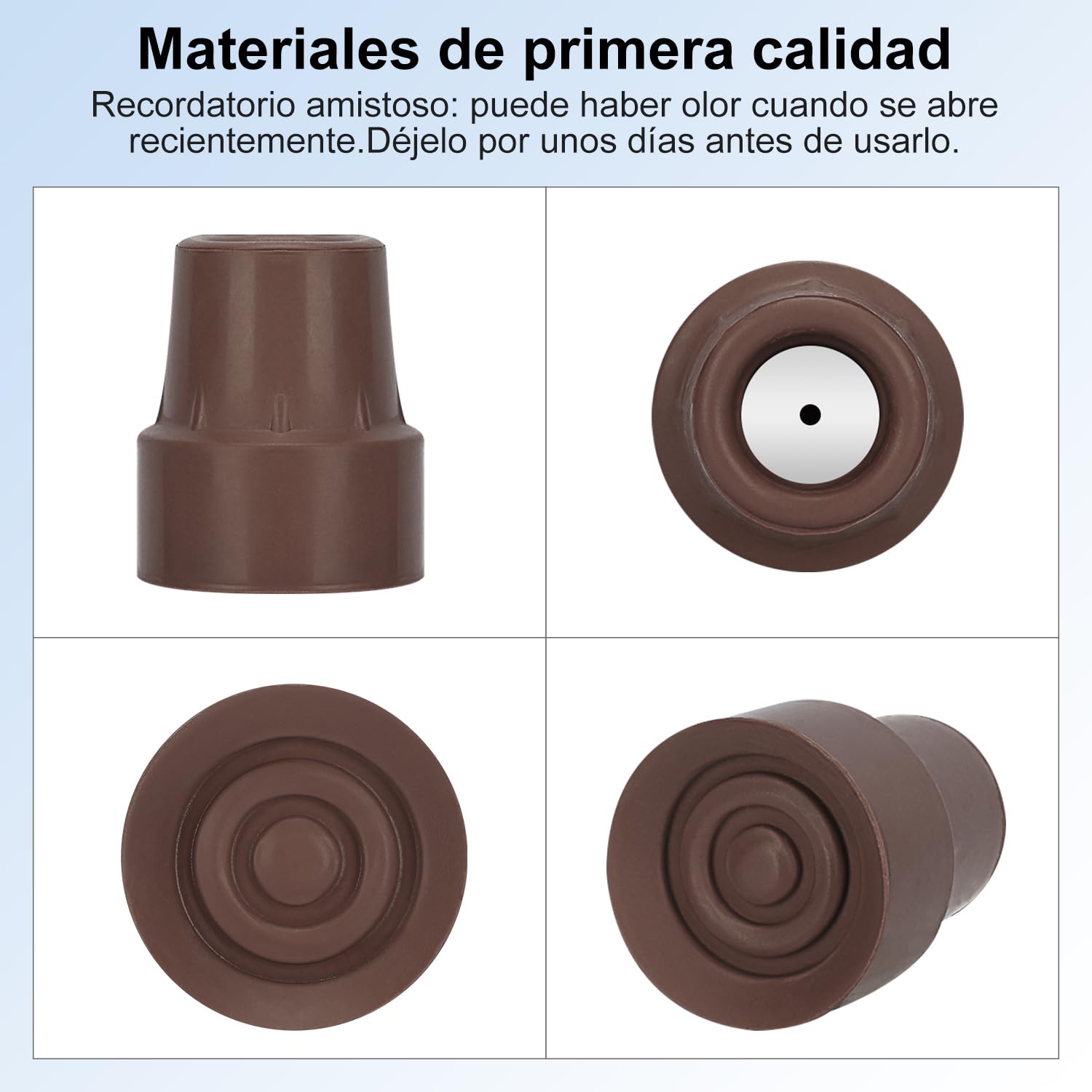 supregear Puntas de Goma (Paquete de 4), Puntas de 19 mm Antideslizantes con Insertos de Metal Accesorios para Bastón de Caminar, Marrón