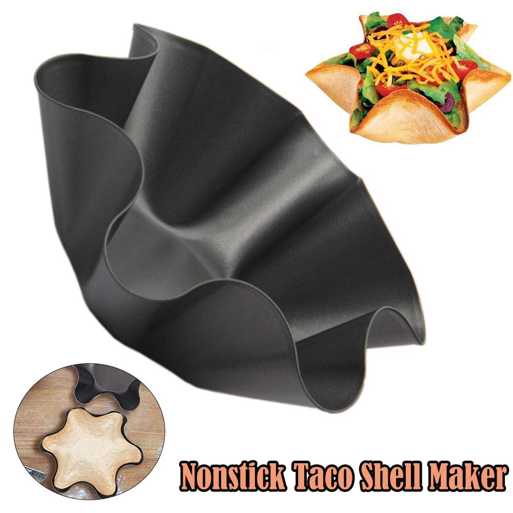 4 stampi per tortilla, 15,2 cm, antiaderenti, in acciaio al carbonio, scanalati, tortilla, taco, insalatiera, stampo a forma di fiore, per casa, cucina, ristorante
