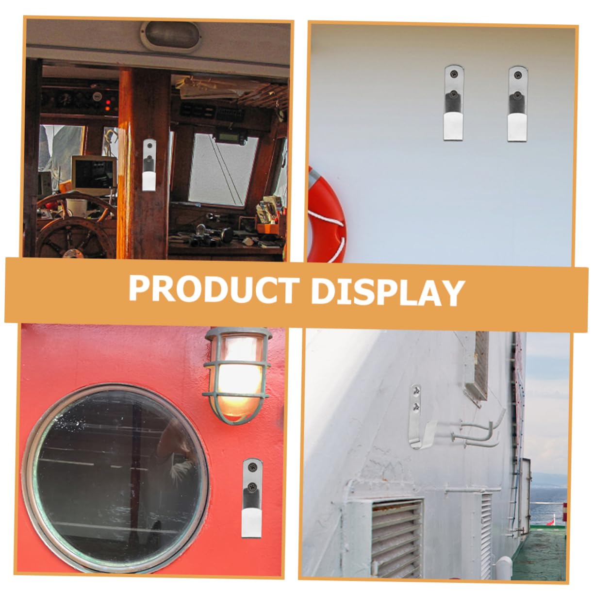 NAMOARLY Stainless Steel Boat Hooks 2pcs Dock Hook for Life Ring Buoy Robe Hooks for Wall Decorative