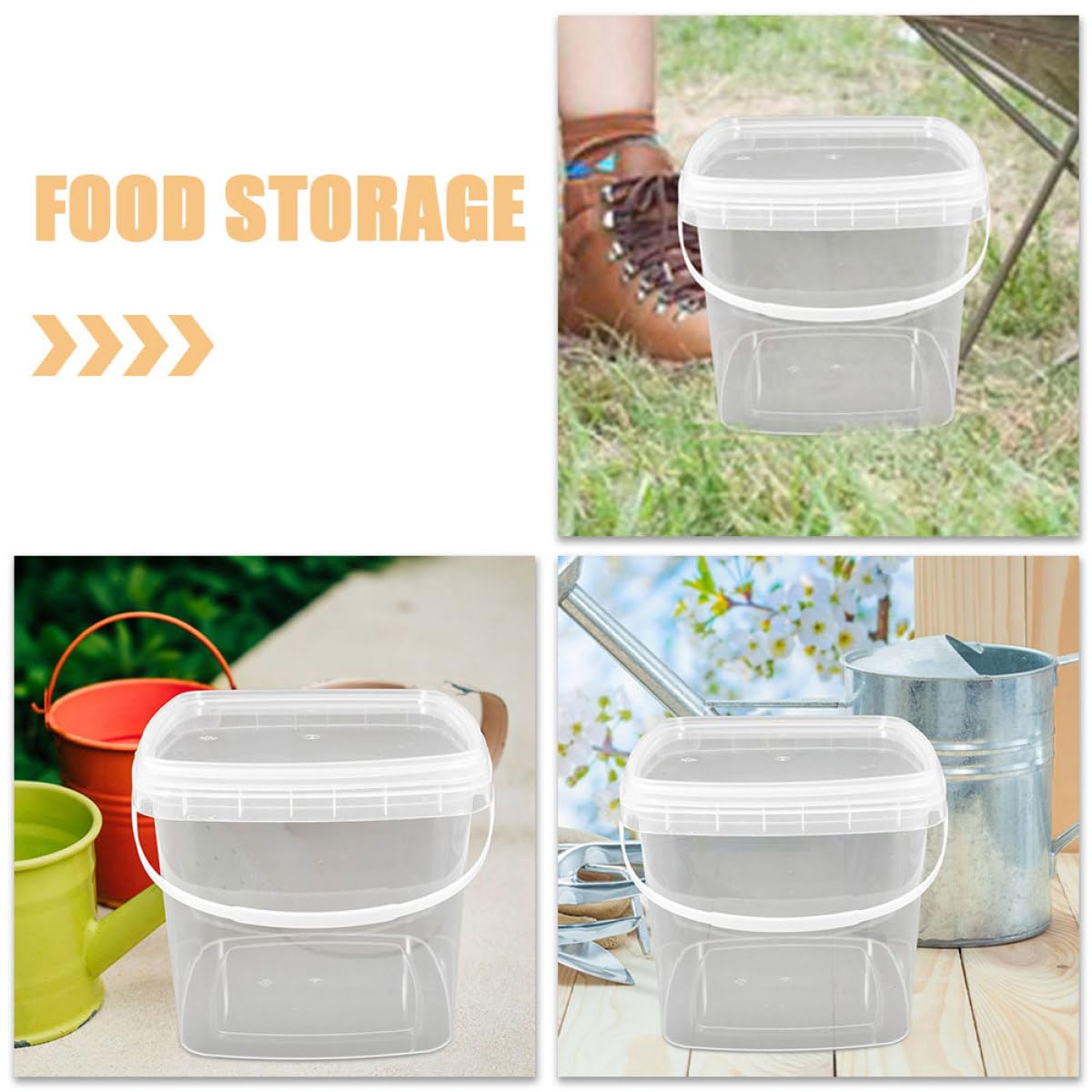 iplusmile 4 Cubos Plásticos Cuadrados 2 Litros Transparentes con Tapa Apilables y Portátiles para Almacenar Alimentos Manualidades y Organización en Cocina Garaje y Hogar