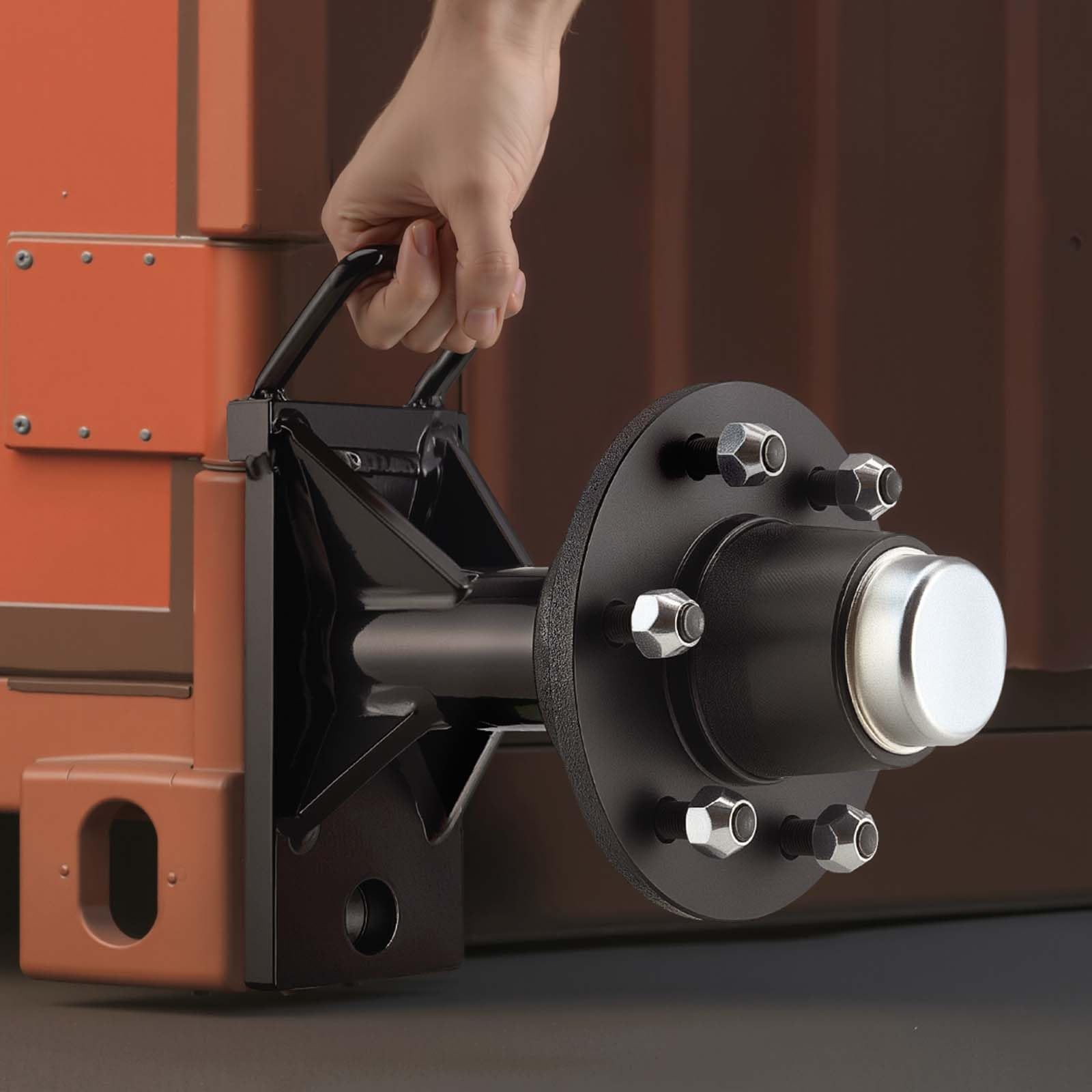 VEVOR Kit di Assali per Ruote per Container, Ruote a 6 Fori, per Container Marittimi per Carichi Pesanti con Sistema di Cricchetto, per Spostamenti da 6 m a 12 m, Trasporto Sicuro per Banchine, Nero
