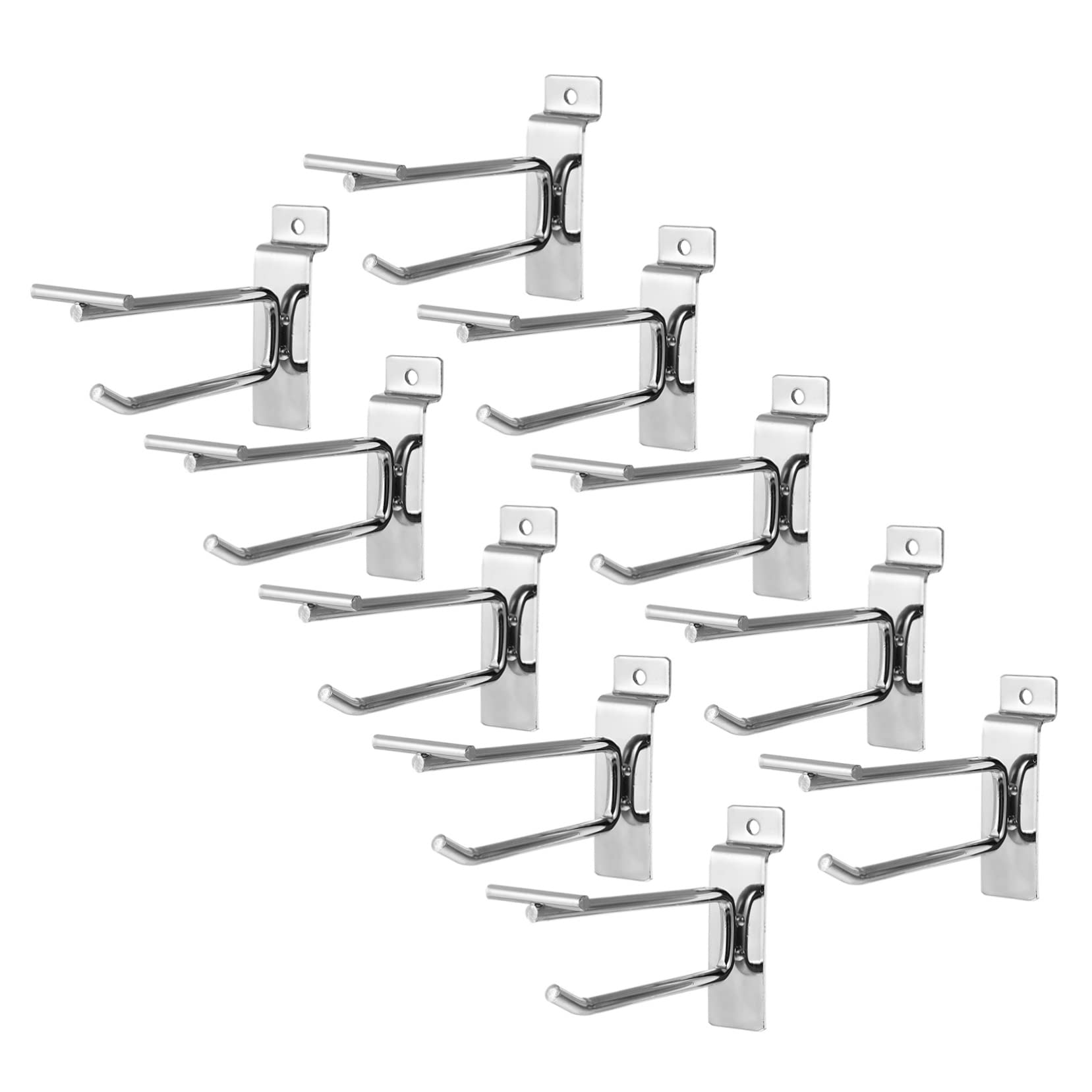 Ganci per Pannello Forato in Ferro Argento 10 Pezzi | Compatibili Vari Tipi di Slatwall e Superfici Lisce, per Negozi e Garage, Adatti a Utensili e Articoli per Pulizia