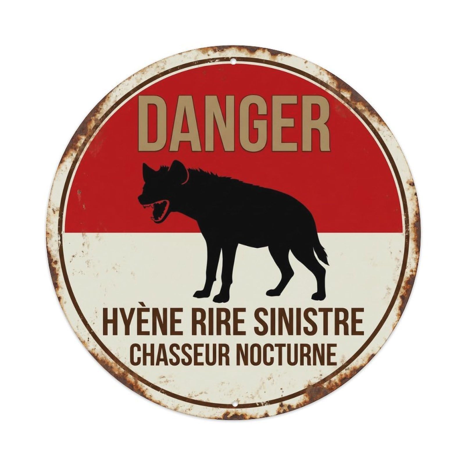 Fqcyn Style Bossy Hyena Laugh Master Metal Tin Sign Plaque Wall Decor For Cafe, Club Bar, Office, Home Garden Round Metal Poster 8X8inch