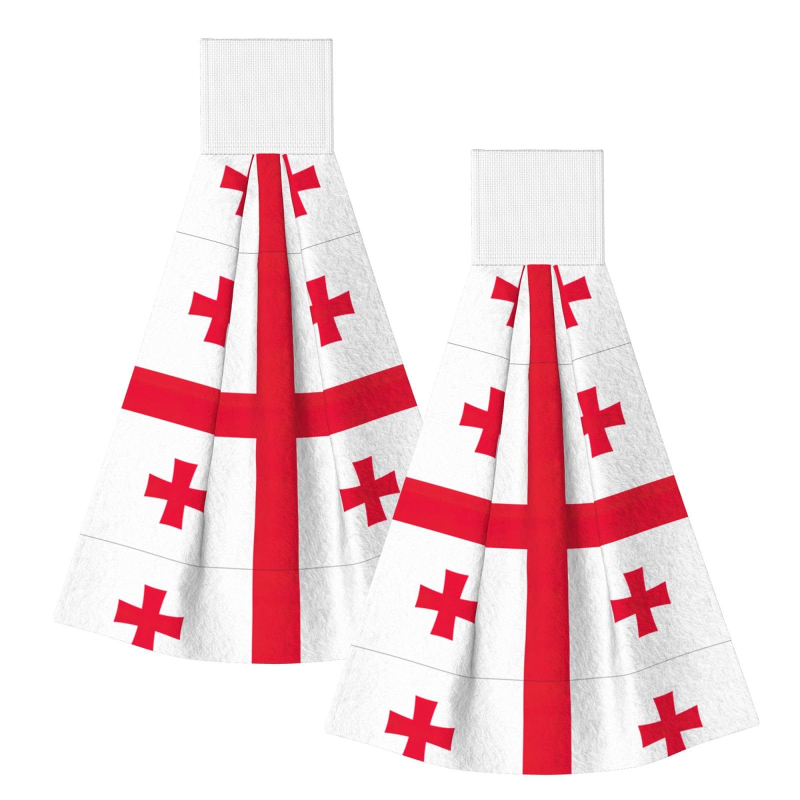DUWAA Flag Of Georgia Print Hanging Hand Towel Quick Dry Bathroom Towel Soft Kitchen Towel