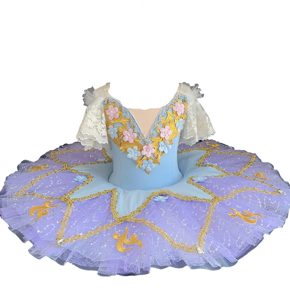 Mädchen Tutu Kleid Bühnenkostüm für Schwanensee Tänzerinnen Ballettkleid für Mädchen Prinzessinnenkleid Trainingskleid für Aufführungen(120cm)