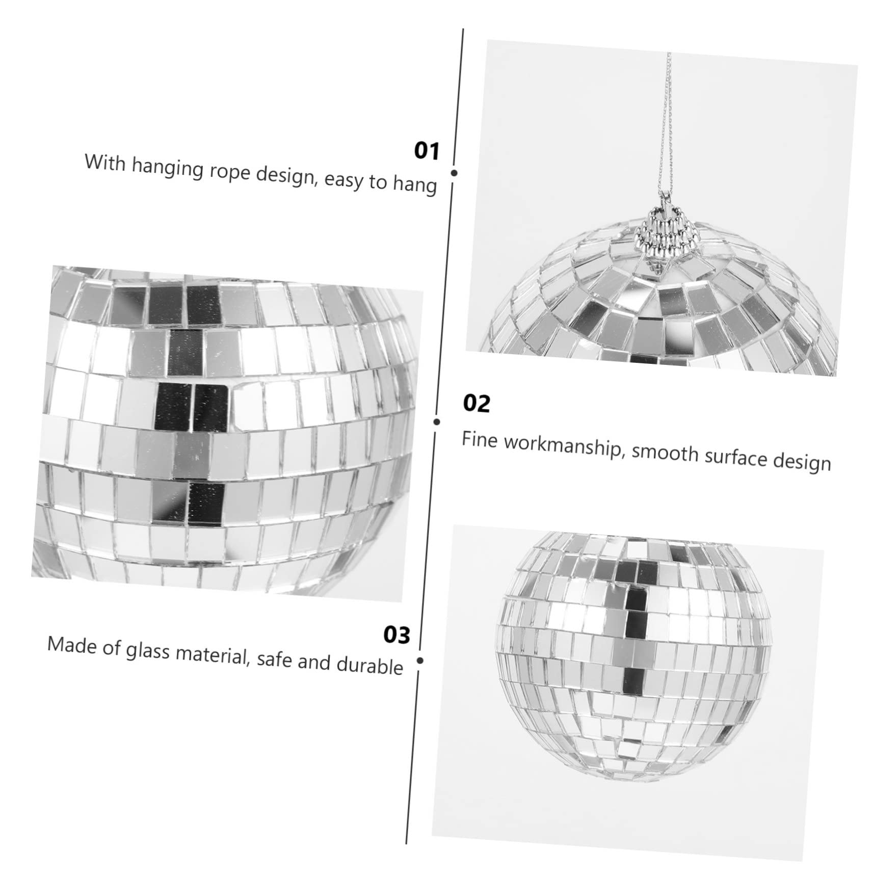 Boules à Facettes Disco Miroir 40 Pièces, Ornement Argenté