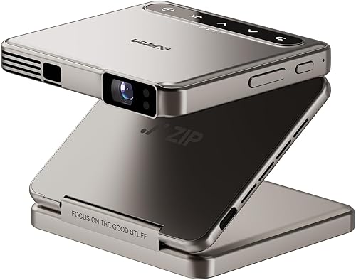 Aurzen ZIP Tri-Fold DLP Truly Mini proyector, tamaño de bolsillo, enfoque de cero retraso, espejo de pantalla con un solo clic, modo de pantalla