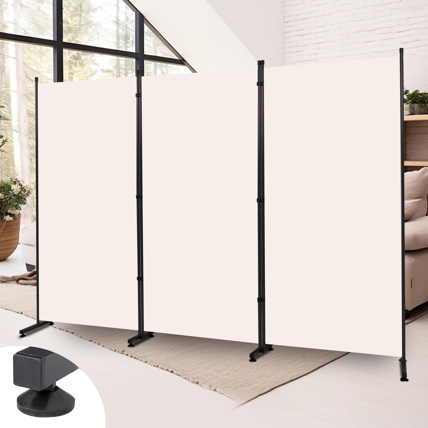 Room Divider 6FT Single Panel Privacy Screen, 102'' Wide Fabric Indoor Room Divider Wall Divider for Room Separation, Portable Room Partitions and Dividers Freestanding Temporary Wall Room Separators