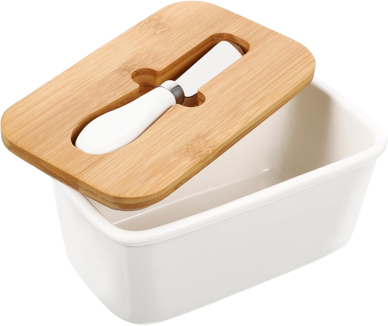 Garneck 1set Ceramic Butter Storage Box Set Lid and Cutter for Food Preservation Elegant Design for Kitchen and Dining Use Keeps Butter Fresh Without Mixing Flavors