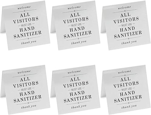 Miniatura 1 de Stockroom Plus Letreros metálicos para tienda de campaña, todos los visitantes deben lavarse las manos (4 x 4 pulgadas, paquete de 6)