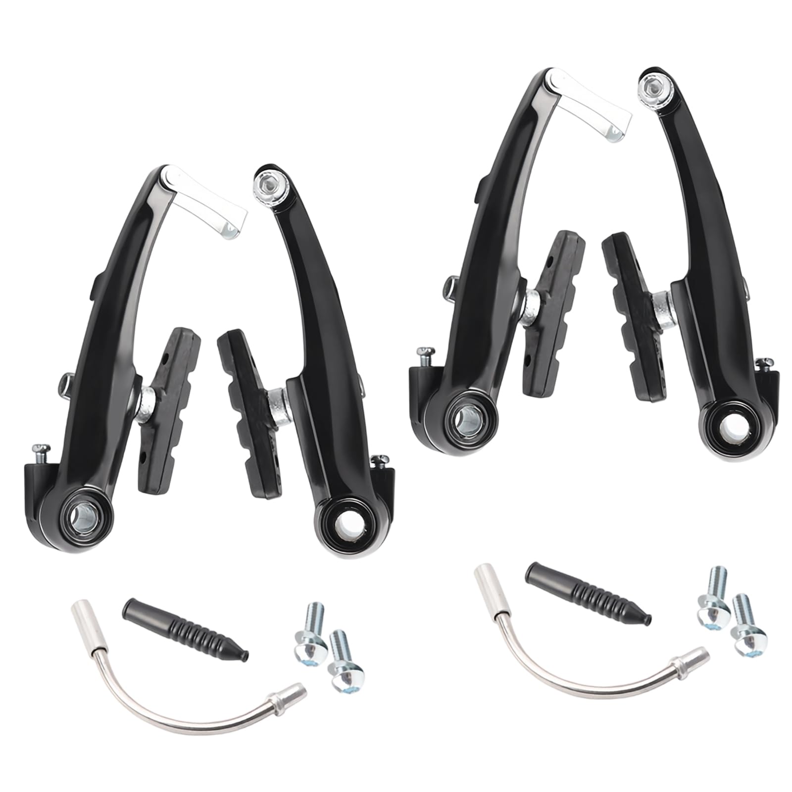2 Paia Freni V-Brake per Bici, Set Completo Anteriore e Posteriore, Braccio Lungo 110mm, Pastiglie 56mm, Alluminio, Compatibile MTB, BMX, City Bike
