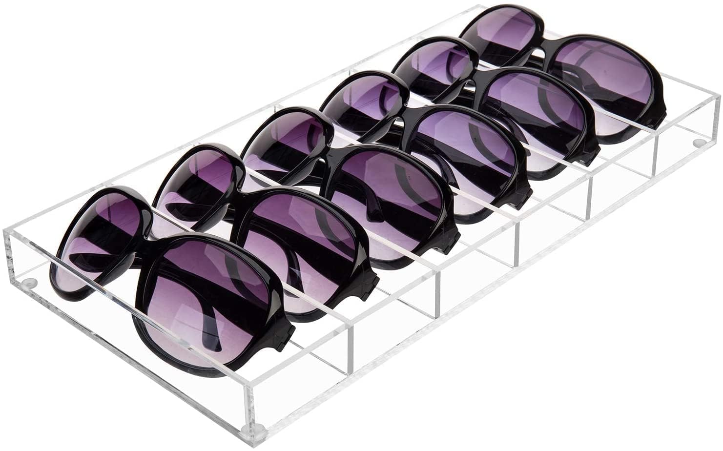 Sharma Plastics Acrylic Sunglasses Case Storage Box with 6 Slots | Clear Eyeglass & Spectacle Organizer for Glasses, Accessories & Cosmetics | Premium Tabletop Display Holder