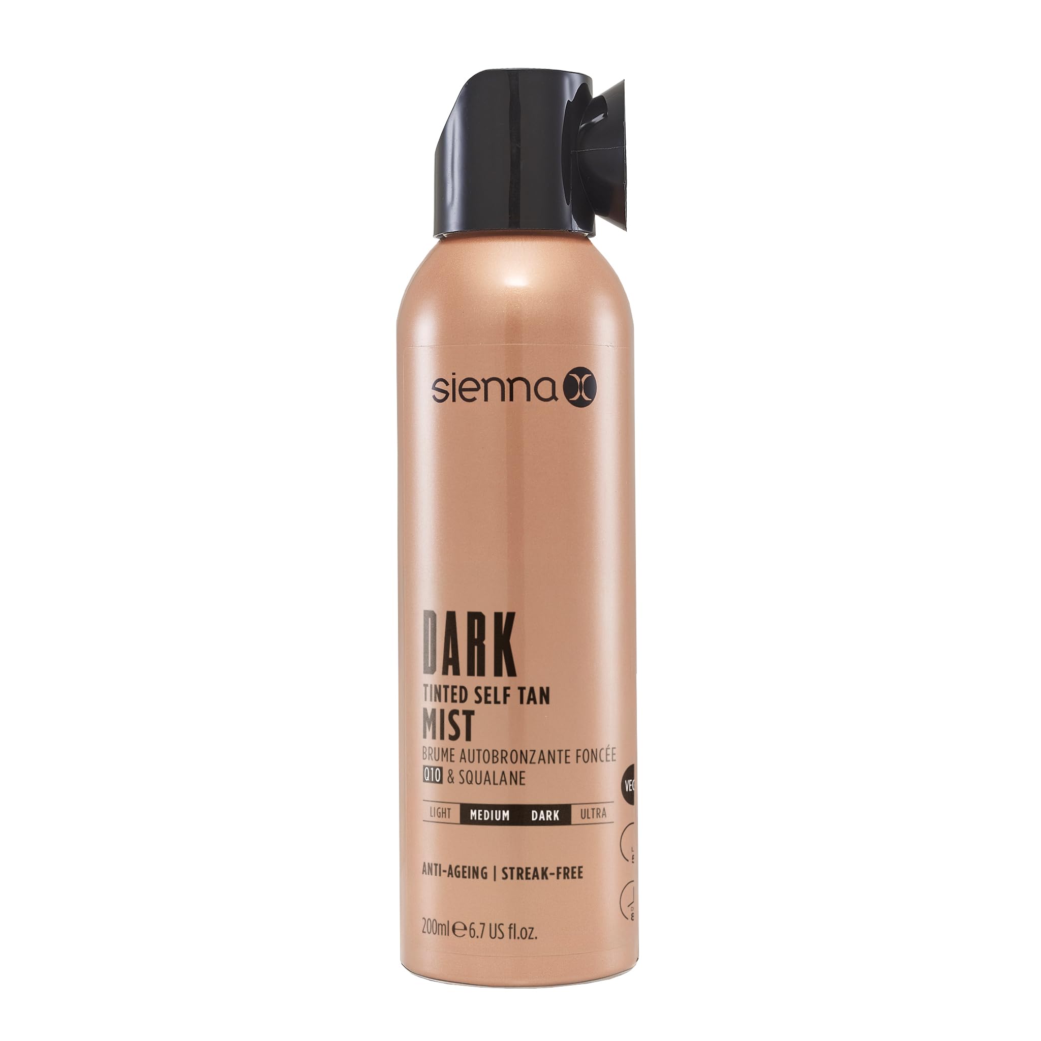 SLEEP Q10 Self Tan Mist 200ml. Vegan Friendly, Quick Drying and Streak Free Formula With Natural Results. Enriched With Q10, Vitamin E and Aloe Vera. Creates A Flawless Finish Over 8 Hours.