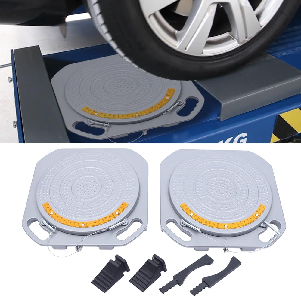 2PCS Wheel Alignment Turn Plate, 360°Wheel Alignment Turntable Turn Plates Car Truck Turntable Front End Turn Plate for Garage or Auto Repair Shop